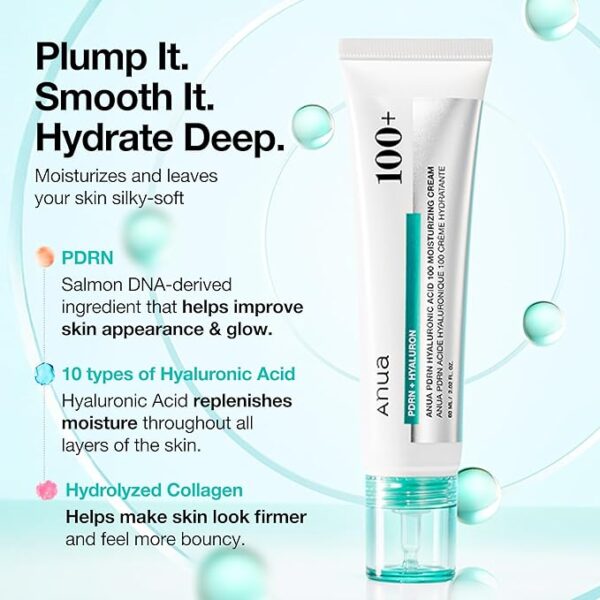 Anua 100+Pdrn+Hyaluron Moisturizing Cream 60ml - Image 4