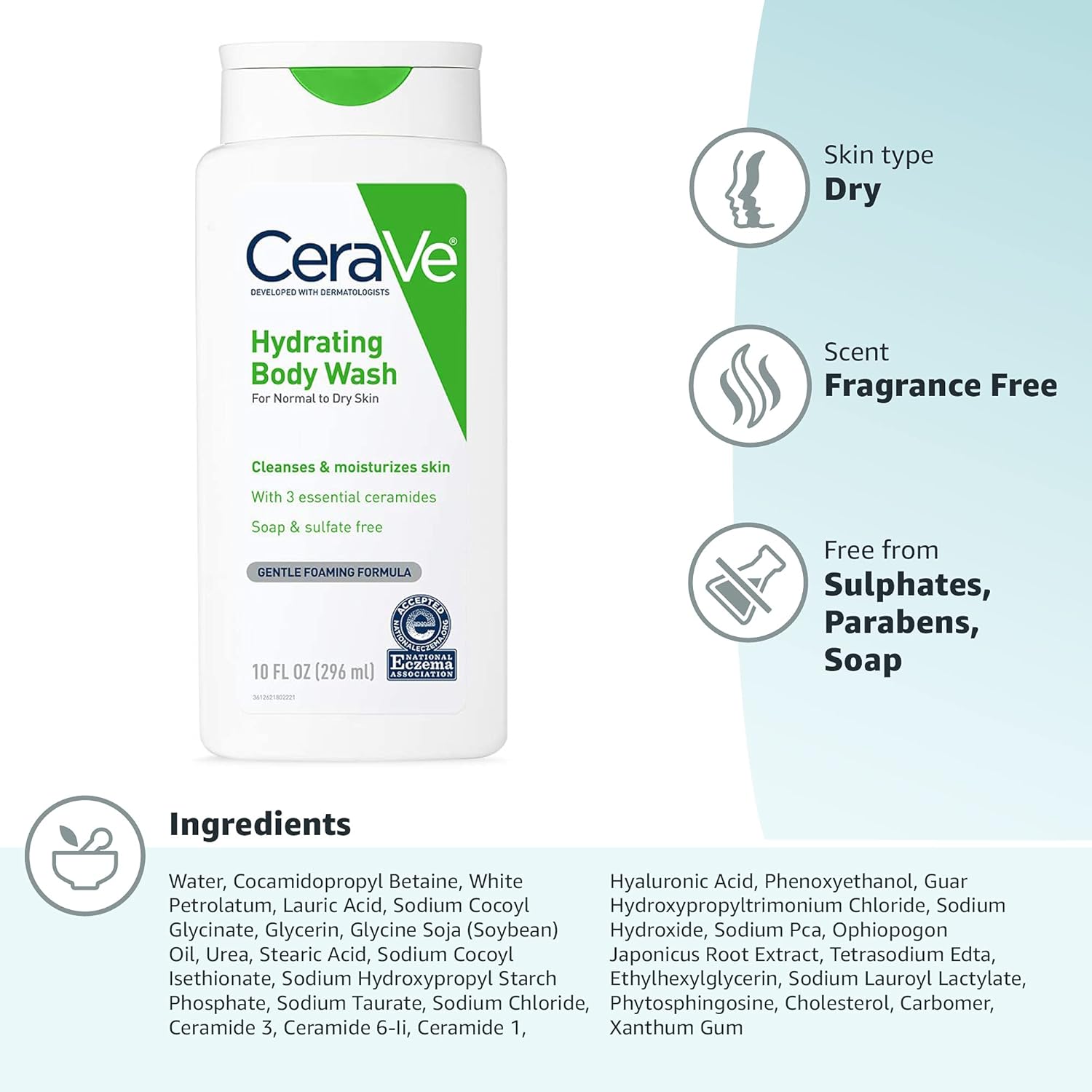 Cerave Hydrating Body Wash 296Ml - Image 7