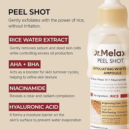 Dr.Melaxin Peel Shot Exfoliating White Rice Ampoule 80ml - Image 3