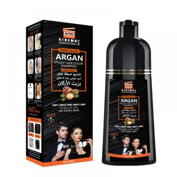 Nitro Argan Speedy Hair Color Shampoo Natural Black 420ml - Image 3