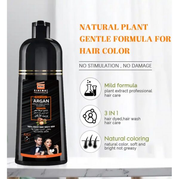 Nitro Argan Speedy Hair Color Shampoo Natural Black 420ml - Image 5