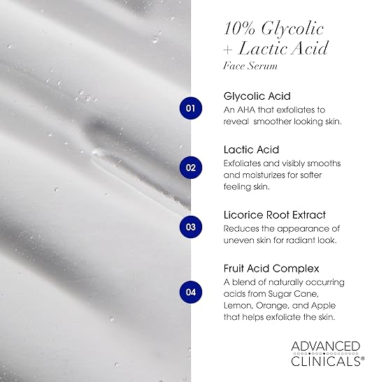 Advanced Clinicals 10% Glycolic+Lactic Acid Serum 52ml - Image 4