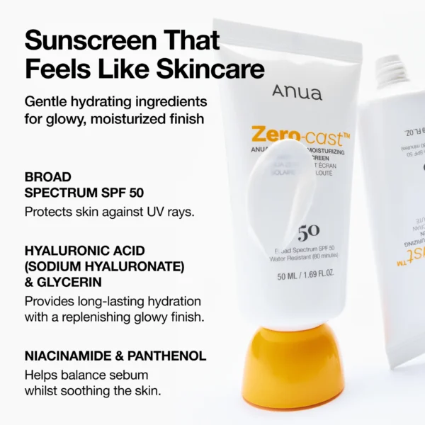 Anua Zero-Cast Sunscreen SPF50+ 50ml - Image 5