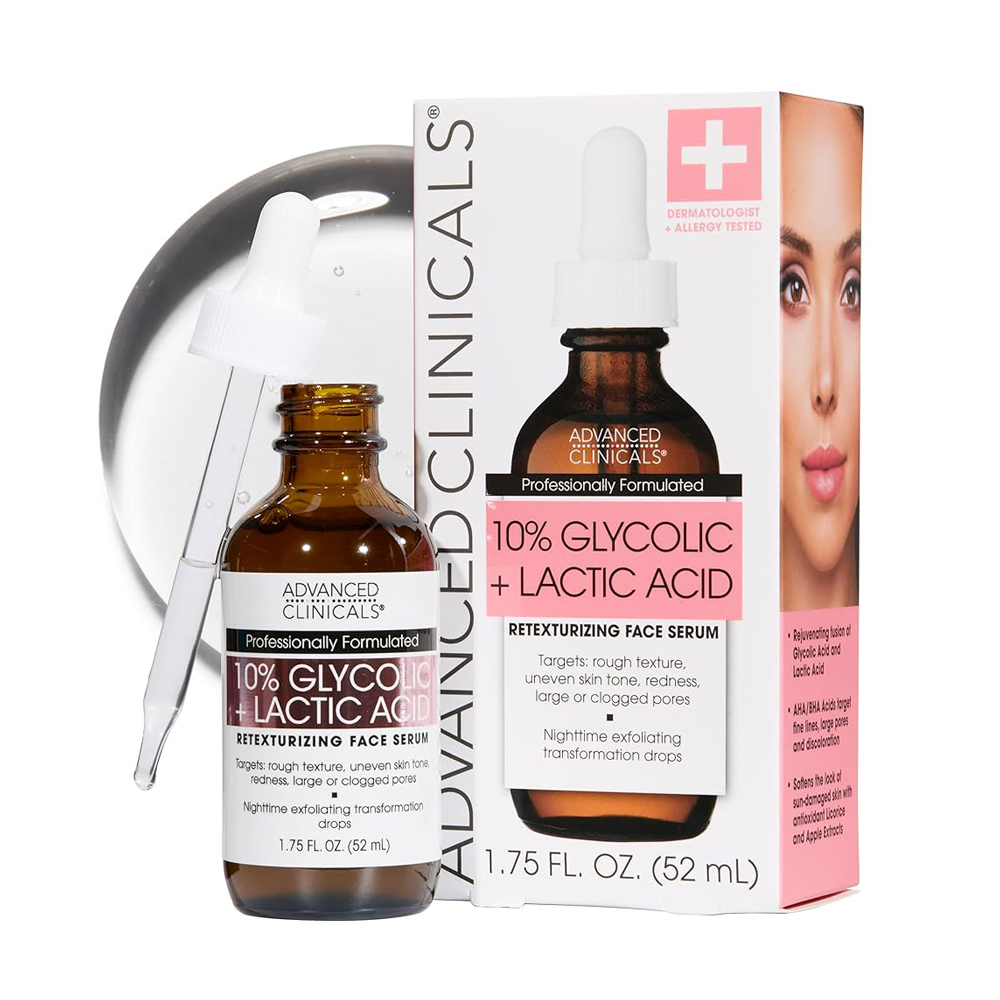 Advanced Clinicals 10% Glycolic+Lactic Acid Serum 52ml