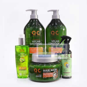 QC Vegan Anti Hair Loss Hair Care Set QC Vegan Anti Hair Loss Hair Care Set – Shampoo Conditioner Mask Serum Heat Protection | Rosemary Oil | Anti Frizz Repair | 5-Piece Bundle